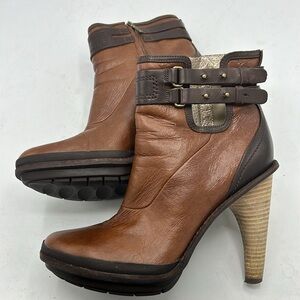 Tsubo Galvani Leather Ankle Boots In Brown and Chestnut Size 6